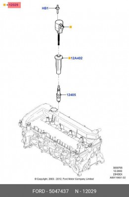 Катушка зажигания FORD Focus 2,C-Max,Mondeo (07-) (1.8/2.0) OE 5047437 FORD