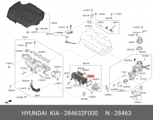 Прокладка KIA Sorento (15-) (2.2 TCI) клапана рециркуляции отработанных газов (E 284632F000 HYUNDAI KIA