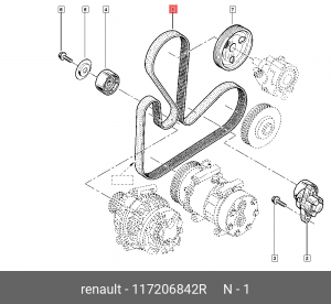 Ремень приводной поликлиновой 6PK1823 ЛАДА RENAULT Logan (04-),Duster (10-) OE 11 72 068 42R RENAULT