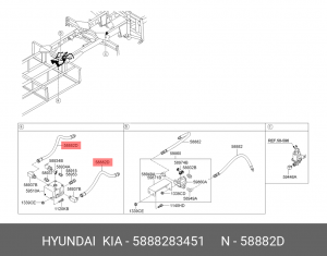 Шланг тормозной HYUNDAI HD250 энергоаккумулятора переднего OE 5888283451 HYUNDAI KIA