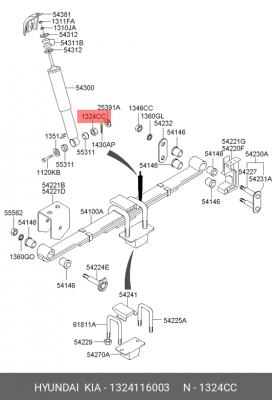 Гайка HYUNDAI HD65,72,78,County,AeroTown амортизатора нижняя OE 1324116003 HYUNDAI KIA