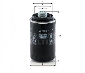 VW TRANSPORTER T5 (2011>) 2.0 TSI (7E, 7F) W 719/53 MANN FILTER