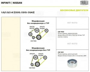 Ролик приводного ремня NISSAN Almera (N16E),Primera (P11/P12) натяжителя кондици CM 1401 TRIALLI