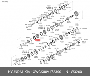 Шестерня КПП HYUNDAI HD120 (KH-10) вала вторичного 3-й передачи OE QWGK88V172300 HYUNDAI KIA