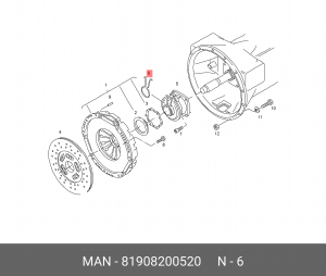Кольцо стопорное выжимного подшипника 81908200520 MAN