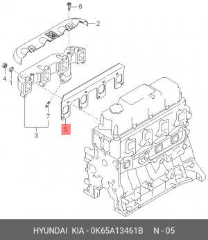 Прокладка коллектора KIA Bongo 3 (06-) (2.7/3.0) выпускного (на 4 цилиндра) OE 0K65A13461B HYUNDAI KIA