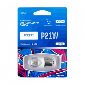 Лампа светодиодная 12V P21W BAY15S блистер (1шт.) MTF NP21WW MTF