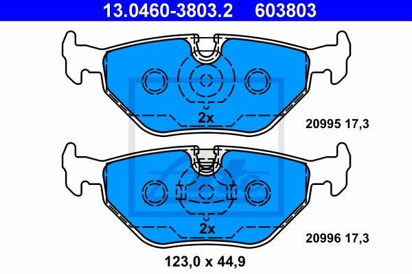 Колодки тормозные BMW 3 (E30,E36),5 (E34),7 (E32) задние (4шт.) ATE 13.0460-3803.2 ATE