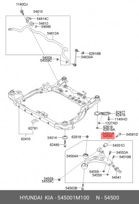 Рычаг подвески KIA Cerato (08-) передней нижний левый OE 54500-1M100 HYUNDAI KIA