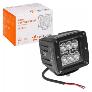 Фара светодиодная "AIRLINE" 82х75х75 мм 18W 12/24V (6 LED рассеяный свет, квадра ALED010 AIRLINE