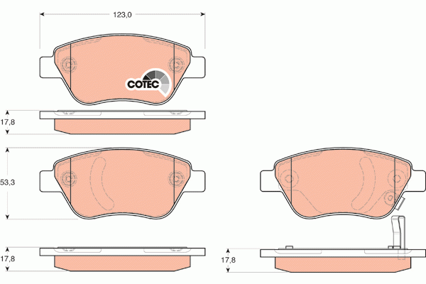 Колодки тормозные FIAT Albea (03-),Grande Punto (05-) OPEL Corsa D (06-) передни GDB1700 TRW
