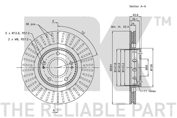 203043NK диск тормозной передний!\ Mitsubishi Outlander 2.0/2.0T/2.4 4WD 03> 203043 NK