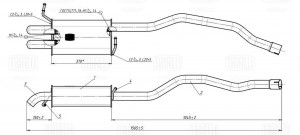 Глушитель VW Transporter T5 (03-) 1.9d осн. (алюм. сталь) (EMM 0123) EMM 0123 TRIALLI