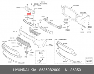 Решетка радиатора KIA Soul (13-) OE 86350B2000 HYUNDAI KIA