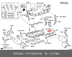 прокладка коллектора выпускного!\ Toyota Land Cruiser Prado 02> 17173-31010 TOYOTA