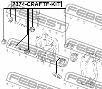 Втулка направляющая передн суппорта компл VW CRAFTER 2006-2015 2374-CRAFTF-KIT 2374-CRAFTF-KIT FEBEST