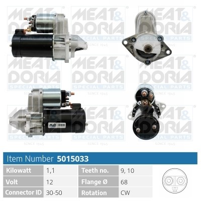 Стартер CHEVROLET Lacetti (03-),Aveo (03-) (1.1кВт) MEAT&DORIA 5015033 MEAT DORIA