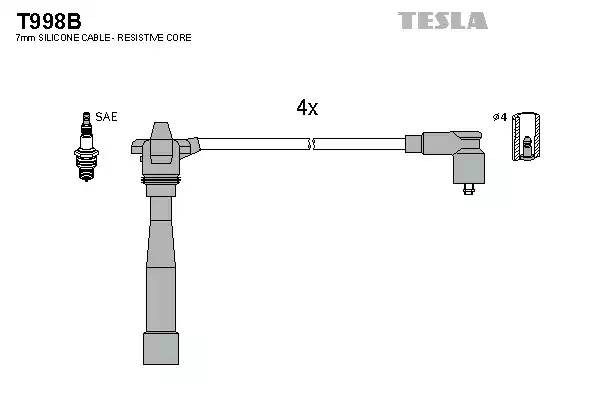 к-кт проводов!\ Fiat Punto/Bravo/Brava 1.2i 16V 94> T998B TESLA