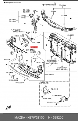 СТОЙКА ЗАМКА КАПОТА KB7W52150 KB7W52150 MAZDA