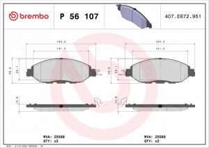 Колодки тормозные P56107 P56107 BREMBO