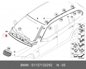 51137133292 Li Планка крепления ! \BMW 3' E90, LCI, E91, E92, E93, 51 13 7 133 292 BMW