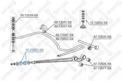 сайлентблок зад. продол. рычага пер.!\Mitsubishi Pajero V2#C/V2#W/V4#W 91-01 87-72027-SX STELLOX