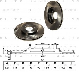 Диск тормозной передний вентилируемый OPEL Astra/Zafira 98- BS0158 BS0158 BLITZ
