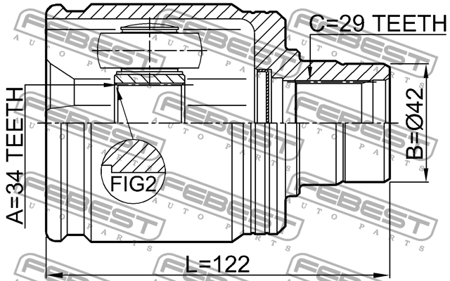 ШРУС внутренний правый 34x43x29 HONDA CR-V RE3/RE4 2007-2012 0311-ACC22RH 0311-ACC22RH FEBEST