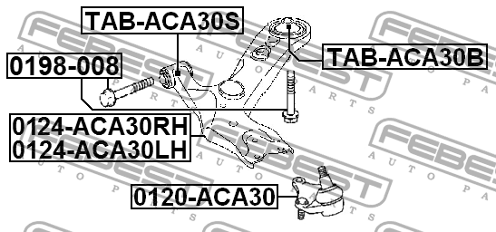 Сайлентблок задний TOYOTA RAV4 ACA3#/GSA3# 2005-2013 TAB-ACA30B TAB-ACA30B FEBEST