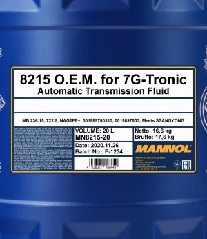 8215 MANNOL ATF SPECIAL FLUID 236.15 (20L) жидкость трансмиссионная! синтетическ MN8215-20 MANNOL