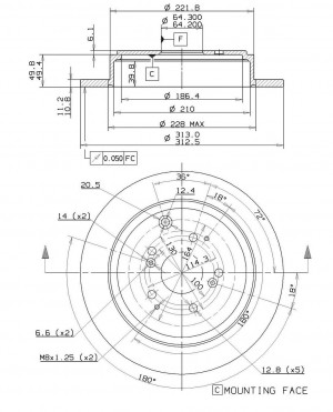 Диск тормозной HONDA MR-V (03-) задний (1шт.) NIBK RN1414 NIBK