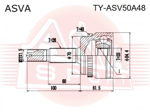 ШРУС НАРУЖНЫЙ 33x70x26 TYASV50A48 TY-ASV50A48 ASVA