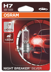 лампа NIGHT BREAKER SILVER! 1шт. (H7) 12V 55W PX26d +100% света\ 64210NBS-01B OSRAM
