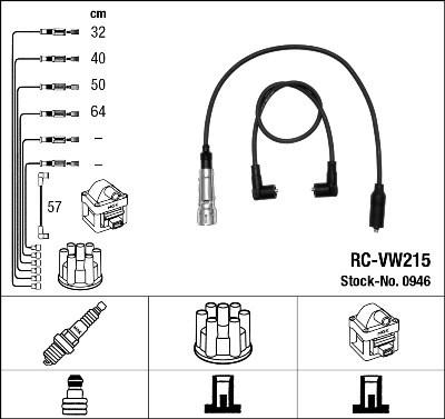 RC-VW 215 к-кт проводов!\ VW Golf II/Passat 1.6/1.8 84-97 RCVW215 NGK