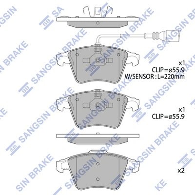 Колодки тормозные дисковые VW T5/Multivan 2.0i/3.2i/1.9TDi/2.5TDi 03 SP1979 SP1979 SANGSIN