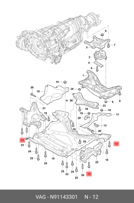 болт подрамника !М12x95\ Audi, Seat, VW N 911 433 01 VAG