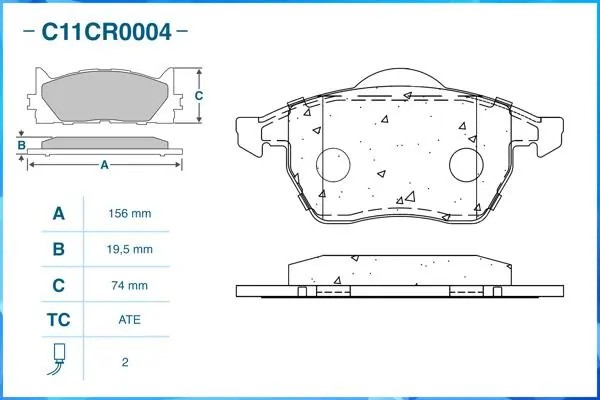 Тормозные колодки передние Low Metallic C11CR0004 C11CR0004 CWORKS