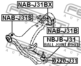 Сайлентблок задний передн рычага NAB-J31BX NAB-J31BX FEBEST