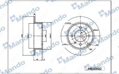 Диск тормозной DAEWOO Matiz (98-) CHEVROLET Spark (05-) передний (1шт.) MANDO MBC030014 MANDO