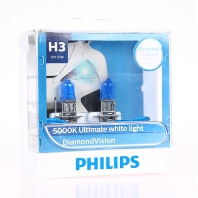 Лампа 12V H3 55W PK22s 5000K бокс (2шт.) Diamond Vision PHILIPS 12336DVS2 PHILIPS