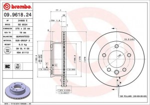 09.9618.24 диск торм. пер. !\ MB Sprinter all 02-06 09.9618.24 BREMBO