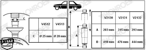 амортизатор задний масляный!\ Peugeot Boxer 2.2-3.0HDi 06> V2132 MONROE