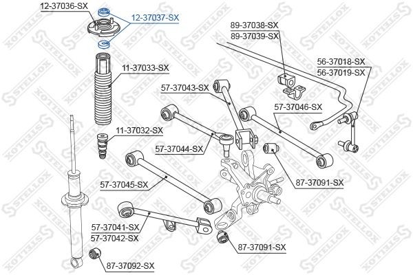 537 1237=O130980 [51631SV7004] !подушка опоры амортизатора зад.\ Honda Accord al 12-37037-SX STELLOX