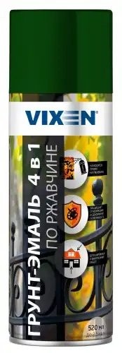 Грунт-эмаль по ржавчине 4 в 1 зеленый мох RAL 6005 аэрозоль 520мл VIXEN VX516005 VIXEN