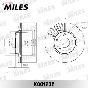 Диск тормозной передний NISSAN JUKE 10- (TRW DF6471) K001232 K001232 MILES