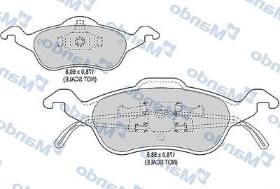 Колодки тормозные FORD Focus 1 (98-04) передние (4шт.) MANDO MBF015136 MANDO