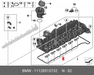 к-т прокладок ГБЦ!\BMW E90/E90N/E91/E92/E93/F30/F31 11 12 8 515 732 BMW