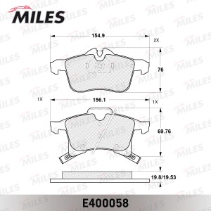 Колодки тормозные передние (без датчика) (Смесь Low-Metallic) OPEL ASTRA G/H/ZAF E400058 MILES