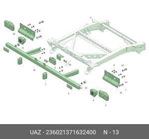 Кронштейн УАЗ Профи крепления задних фонарей (ОАО УАЗ) 236021371632400 UAZ UAZ