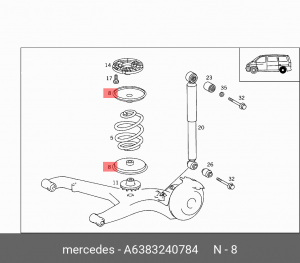 прокладка задней пружины!\MB VITO 2.2 97-03 A 638 324 07 84 MERCEDES BENZ